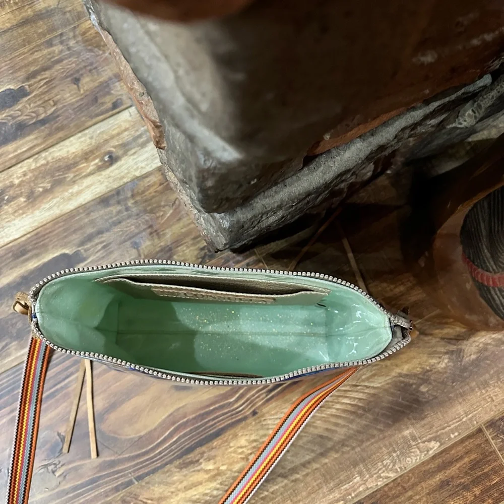 Consuela Artistic Blue and Tan Crossbody Bag - Picture 3 of 4